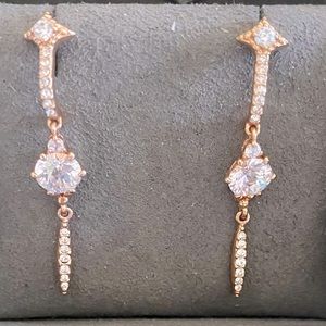 Nadri Rose Gold Cardamon Linear Earrings